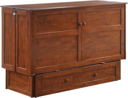 Night & Day Furniture Murphy Cabinet Bed with Mattress, Cherry, Queen