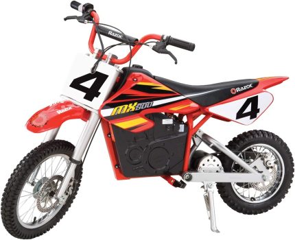 Razor MX500 Dirt Rocket Electric Motocross Bike – Thrill Seeker's Dream Ride, Up to 15 MPH (24 KMH), 40 Minutes Ride Time, Ages 14+, Red